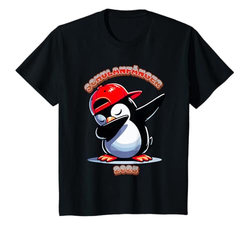 Kinder Schulanfänger 2025 Dabbender Pinguin dab Einschulung T-Shirt von ronnyverse