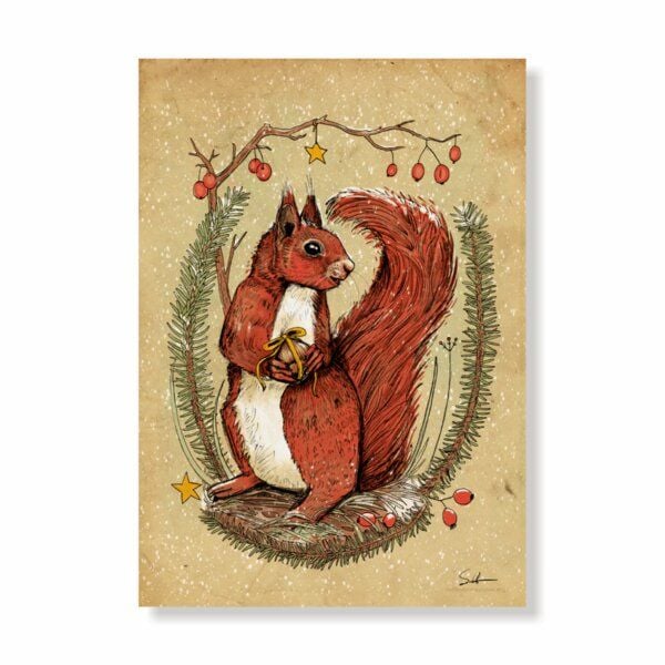 roots of compassion Postkarte "Eichhörnchen" | 100 % Recycling | Weihnachtskarte, Winter, Wald, Natur, Umwelt von roots of compassion