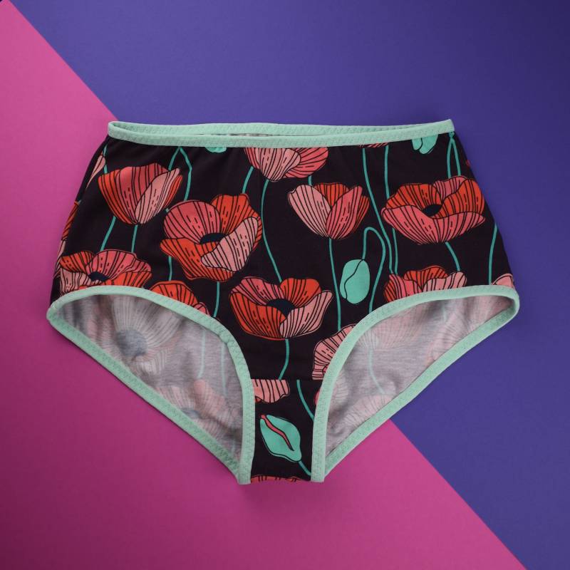 Slip Mit Hoher Taille/Unterwäsche Aus Bio Jersey Blumen Alb Stoffe von rootsandclouds