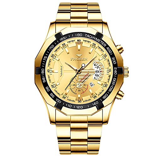 rorios Business Herrenuhren Leuchtend Uhr Analogue Quartz Armbanduhr mit Edelstahlarmband Klassisches Kleid Armbanduhren von rorios