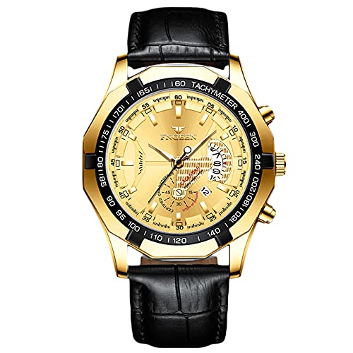 rorios Business Herrenuhren Leuchtend Uhr Analogue Quartz Armbanduhr mit Lederband Klassisches Kleid Armbanduhren von rorios