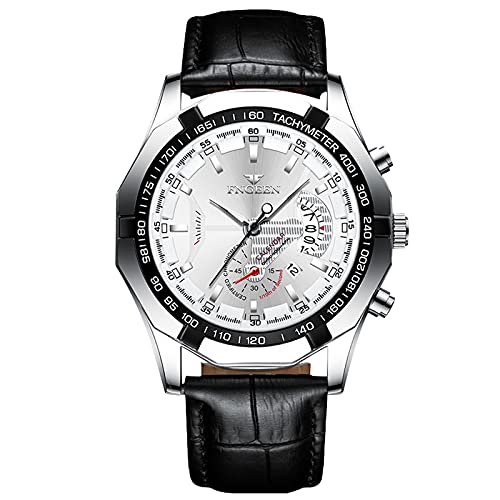 rorios Business Herrenuhren Leuchtend Uhr Analogue Quartz Armbanduhr mit Lederband Klassisches Kleid Armbanduhren von rorios