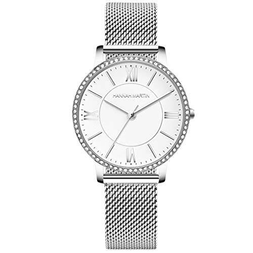 rorios Damen Uhr Analog Quarz Armbanduhr Wasserdicht Diamant Uhren mit Edelstahl Mesh Armband Elegante Quarzuhren für Damen von rorios