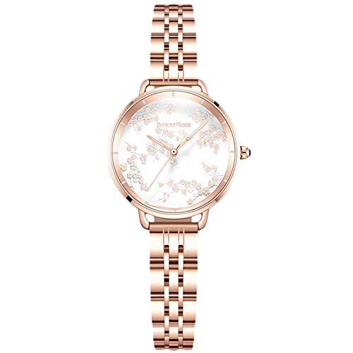 rorios Damen Uhr Analog Quarz Armbanduhr mit Roségold Edelstahlarmband Leuchtend Mode Damenuhr Wasserdicht Elegant Uhr für Damen(Weiß) von rorios