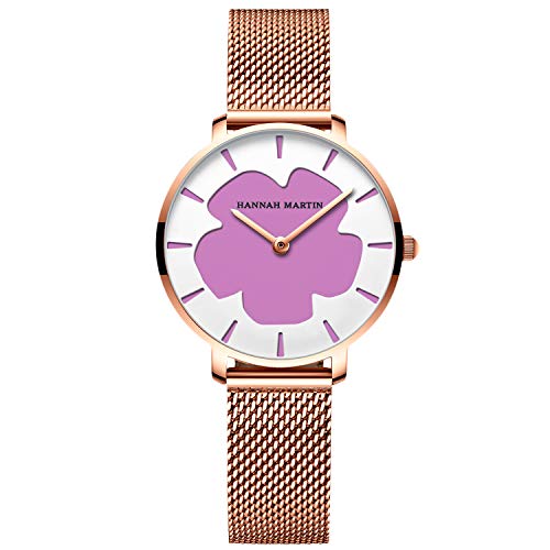 rorios Damen Uhren Analog Quarz Uhren Kreativ Dial Edelstahl Mesh Armband Mode Mädchen Armbanduhr Women Watches von rorios