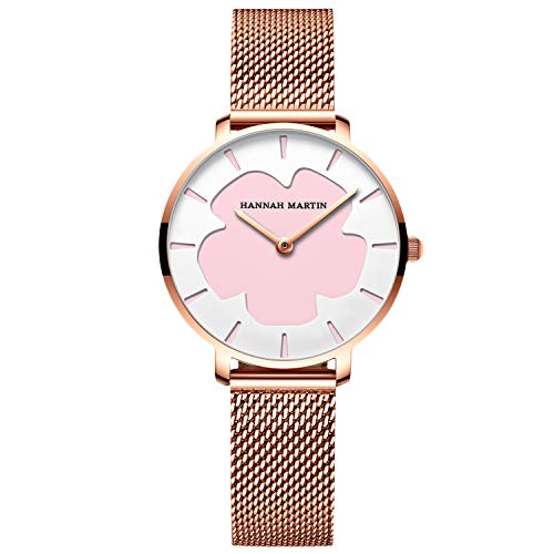 rorios Damen Uhren Analog Quarz Uhren Kreativ Dial Edelstahl Mesh Armband Mode Mädchen Armbanduhr Women Watches von rorios