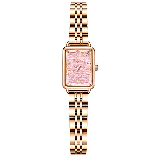 rorios Damen Uhren Analog Quarz Uhren Mode Mädchen Armbanduhr Quadrat Zifferblatt Minimalistisch Bracelets Women Watches von rorios