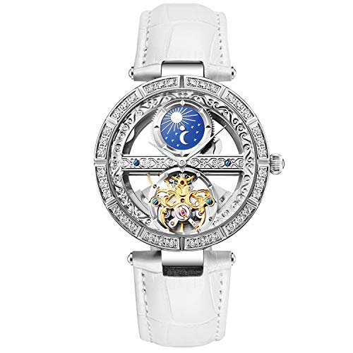 rorios Damen Uhren Automatikuhr Mechanische Uhren Leuchtend Uhr mit Leder Armband Mode wasserdichte Damenuhren von rorios