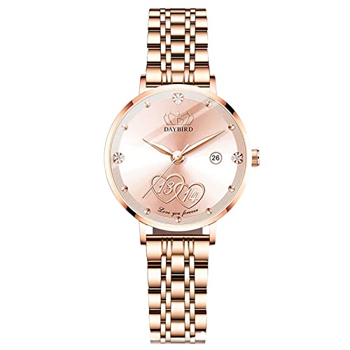 rorios Damen Uhren Wasserdicht Analog Quarz Armbanduhr mit Edelstahlarmband Kalender Mode Strass Damen für Frauen Mädchen von rorios