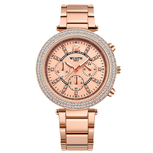 rorios Damen Uhren Wasserdicht Analog Quarz Armbanduhr mit Edelstahlarmband Leuchtend Diamant Damenuhr Mode Damen für Frauen Mädchen von rorios
