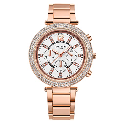 rorios Damen Uhren Wasserdicht Analog Quarz Armbanduhr mit Edelstahlarmband Leuchtend Diamant Damenuhr Mode Damen für Frauen Mädchen von rorios