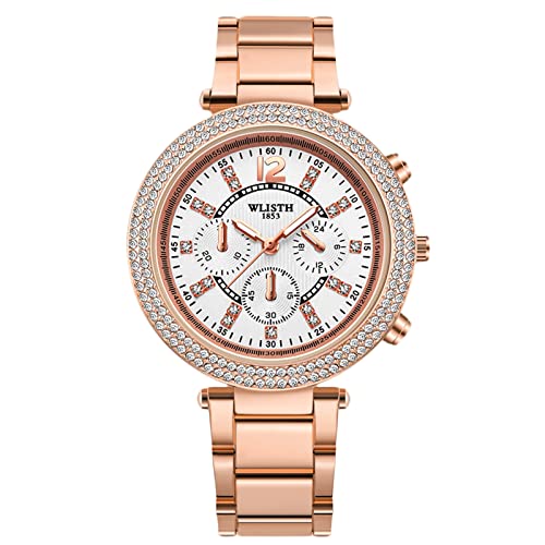 rorios Damen Uhren Wasserdicht Analog Quarz Armbanduhr mit Edelstahlarmband Leuchtend Diamant Damenuhr Mode Damen für Frauen Mädchen von rorios
