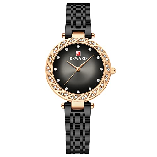 rorios Damen Uhren wasserdichte Ultradünne Analog Quarz Uhr mit Slim Edelstahlarmband Fashion Diamant Uhren für Frauen Mädchen von rorios