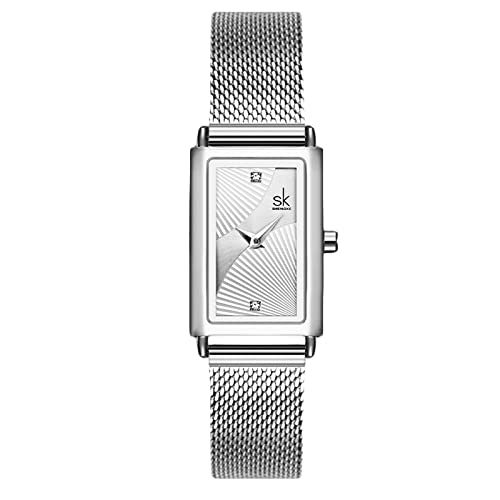 rorios Damenuhr Rechteck Uhren Analog Quarz Uhr mit Edelstahl Mesh Band Business Armbanduhr für Damen Mädchen von rorios