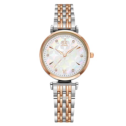 rorios Damenuhren Analog Quarzuhren mit Edelstahlarmband wasserdichte Uhre Perlmuttzifferblatt Armbanduhr für Frauen Mädchen von rorios