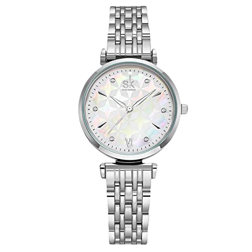 rorios Damenuhren Analog Quarzuhren mit Edelstahlarmband wasserdichte Uhre Perlmuttzifferblatt Armbanduhr für Frauen Mädchen von rorios