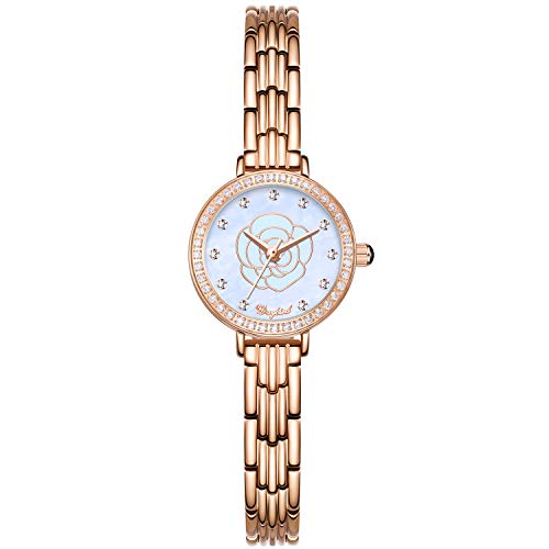 rorios Elegante Damen Uhr Quarz Analog Uhren mit Edelstahlband Diamant Zifferblatt Exquisite Mädchen Uhr von rorios