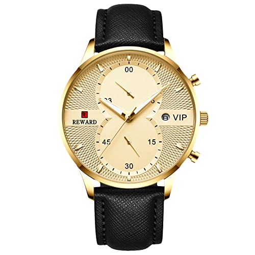 rorios Fashion Herrenuhr Leuchtende Uhr Analoge Quarzuhr mit Lederband Casual Chronograph Armbanduhr für Herren von rorios