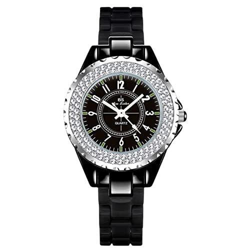 rorios Frauen Uhr Analog Quarz Uhr mit Keramik Armband Mode Diamanten Armbanduhr wasserdichte Uhr für Damen Frauen von rorios