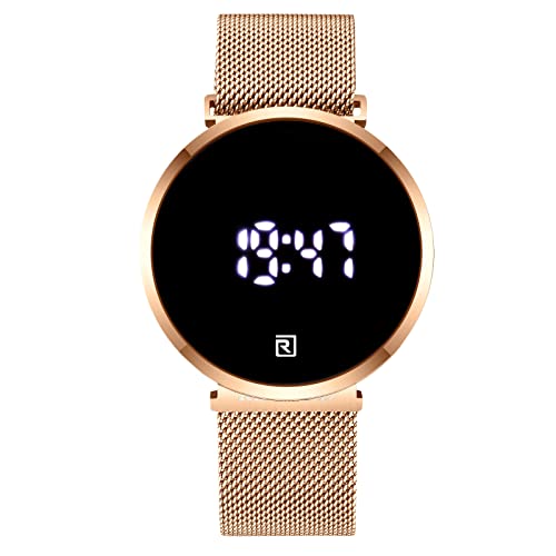 rorios Herren Digitaluhr Leuchtende Armbanduhr Quartz Uhr mit Edelstahlarmband Minimalistische Elektronische Uhren von rorios