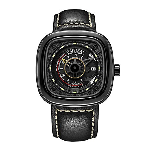 RORIOS Herren Sport Uhren Automatische Mechanische Uhr Leuchtend Zifferblatt mit Datum Kalender Leder Armband Mode Männer Armbanduhren von rorios