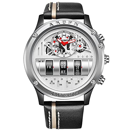 rorios Herren Uhr Analoger Quarzuhr mit Lederband Wasserdicht Business Armbanduhr Leuchtende Kleid Uhren für Männer Herren von rorios