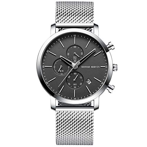 rorios Herren Uhr Chronographen Analogue Quartz Armbanduhr mit Edelstahlband Wasserdicht Business Herrenuhr Mode Uhren für Männer von rorios