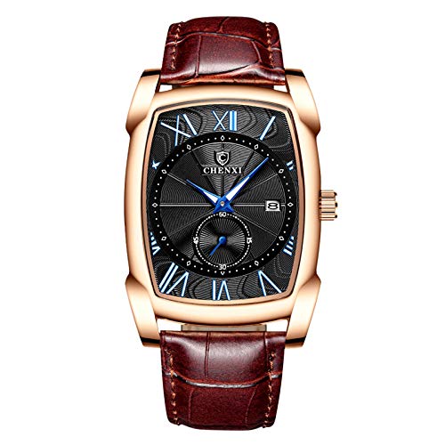 rorios Herren Uhren Analog Quarz Armbanduhren Leuchtend Zifferblatt mit Datum Kalender Leder Armband Business Männer Uhr von rorios