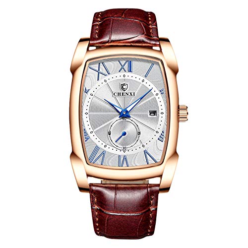 rorios Herren Uhren Analog Quarz Armbanduhren Leuchtend Zifferblatt mit Datum Kalender Leder Armband Business Männer Uhr von rorios