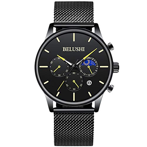 rorios Herren Uhren Analoge Quarz Herrenuhr Wasserdicht Männer Armbanduhr Leuchtende Business Uhr mit Mesh Armband Casual Herrenuhr von rorios