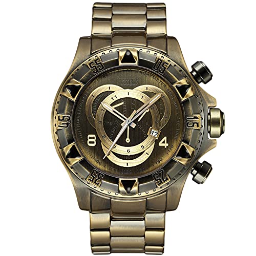 rorios Herren Uhren Analogue Quartz mit Edelstahlband Kalender Retro Bronze Armbanduhr wasserdichte Mode Uhren für Männer Herren von rorios