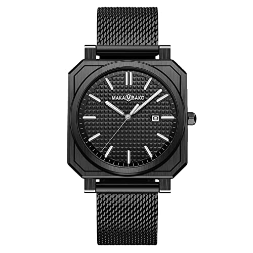 rorios Herren Uhren Leuchtuhr Analog Quarz Uhr mit Edelstahl-Netzarmband Minimalistische Armbanduhr für männer von rorios