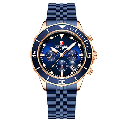 rorios Herren Uhren Wasserdicht Analog Quartz Uhren mit Edelstahl Armband Chronograph Business Uhren für Männer Herren von rorios