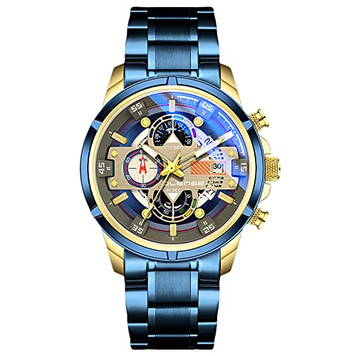 rorios Herren Uhren Wasserdichter Analog Quartz Uhren mit Edelstahl Armband Mode Sport Chronograph Uhren für Männer von rorios