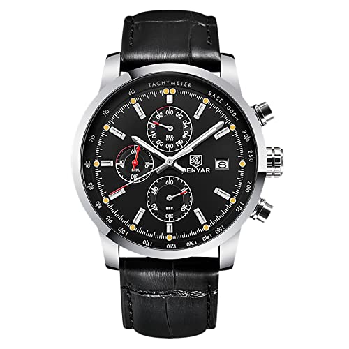 rorios Herren Uhren Wasserdichter Chronograph Analog Quartz Uhren mit Edelstahlarmband Business Multifunktions Uhren für Männer von rorios