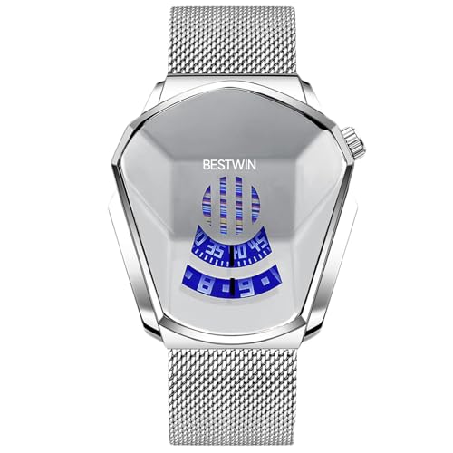 rorios Herrenuhr Analog Quarz Armbanduhr mit Edelstahl Mesh Armband Kreative Männer Uhren Cooles Wasserdicht Armbanduhren für Herren von rorios