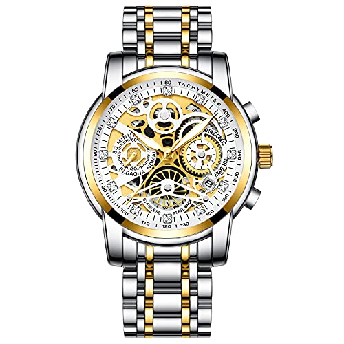 rorios Herrenuhr Chronograph Analog Quarz Armbanduhr Edelstahl Armband Wasserdicht Leuchtend Multifunktions Uhren Business Herrenuhr von rorios