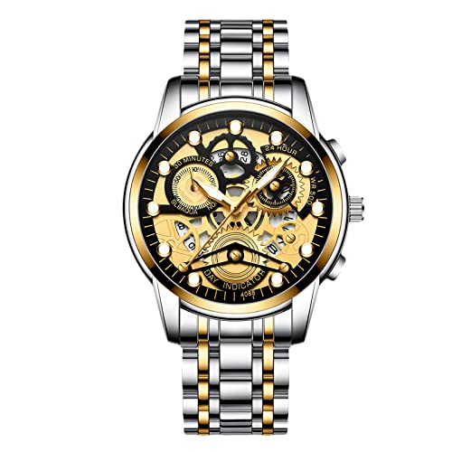 rorios Herrenuhren Leuchtende Uhr Analoge Quarz Armbanduhr Edelstahlarmband Uhren Business Wasserdicht Uhren für Männer von rorios