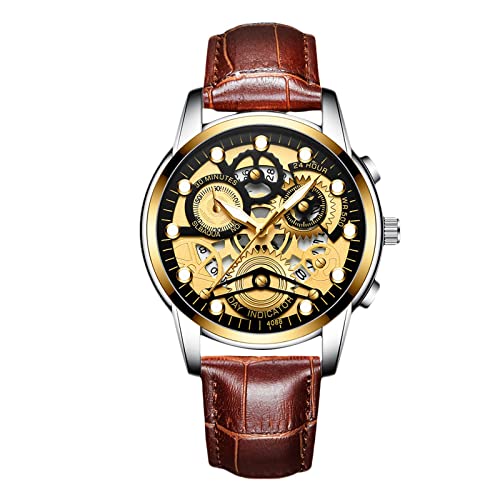 rorios Herrenuhren Leuchtende Uhr Analoge Quarz Armbanduhr Lederarmband Uhren Business Wasserdicht Uhren für Männer von rorios