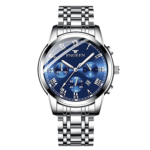 rorios Herrenuhren Leuchtende Uhr Analoge Quarzuhr Edelstahlarmband Armbanduhr für Männer Herren von rorios
