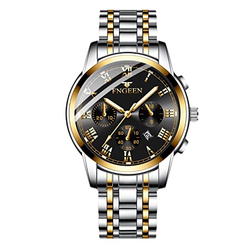 rorios Herrenuhren Leuchtende Uhr Analoge Quarzuhr Edelstahlarmband Armbanduhr für Männer Herren von rorios