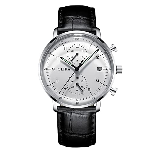 rorios Herrenuhren Leuchtende Uhr Analoger Quarzuhr mit Lederarmband Uhren Ultra Dünne Kalender Männer Armbanduhr von rorios