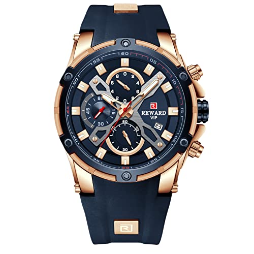 rorios Herrenuhren Sport Chronograph Armbanduhr Leuchtende Uhr Analoger Quarzuhr mit Silikonarmband von rorios