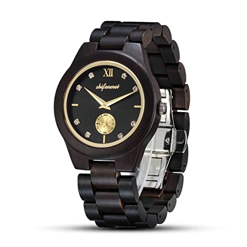 rorios Holzuhren Herren & Damen Unisex Holzuhr Analog Quarz Uhr mit Holzarmband Leicht Natur Holzuhr für Herren Damen von rorios