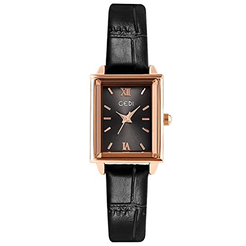 rorios Minimalist Rechteck Damenuhren Analog Quarz Armbanduhr mit Lederband Mode Wasserdicht Uhr für Damen von rorios
