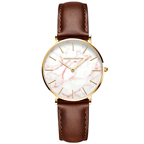 rorios Mode Damen Uhren Wasserdicht Analog Quarz Armbanduhr mit Lederarmband Minimalism Damen für Frauen Mädchen von rorios