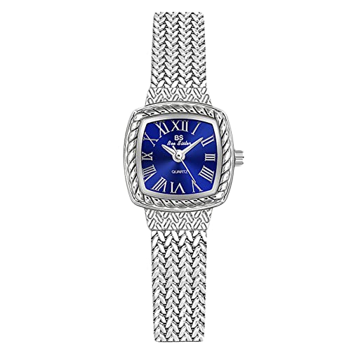 rorios Mode Damenuhr Eckige Frauen Uhr mit Edelstahlarmband Analog Quarz Armbanduhr für Damen Frauen von rorios