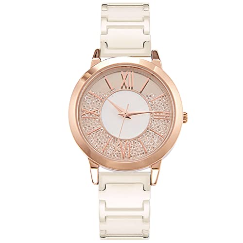 rorios Mode Damenuhren Analog Quarz Uhr mit Keramik Armband Wasserdicht Armbanduhr für Mutter Frauen Mädchen von rorios