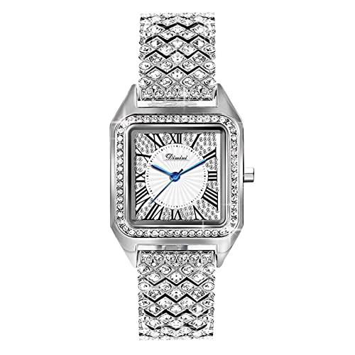 rorios Mode Damenuhren Quadrat Zifferblatt Uhren Analog Quarz Armbanduhr mit Edelstahlarmband Casual Diamant Mädchen Uhr von rorios