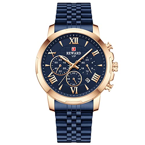 rorios Mode Herren Uhren Chronograph Analog Quartz Uhren mit Edelstahl Armband Kalender Business Sport Uhren für Männer Herren von rorios